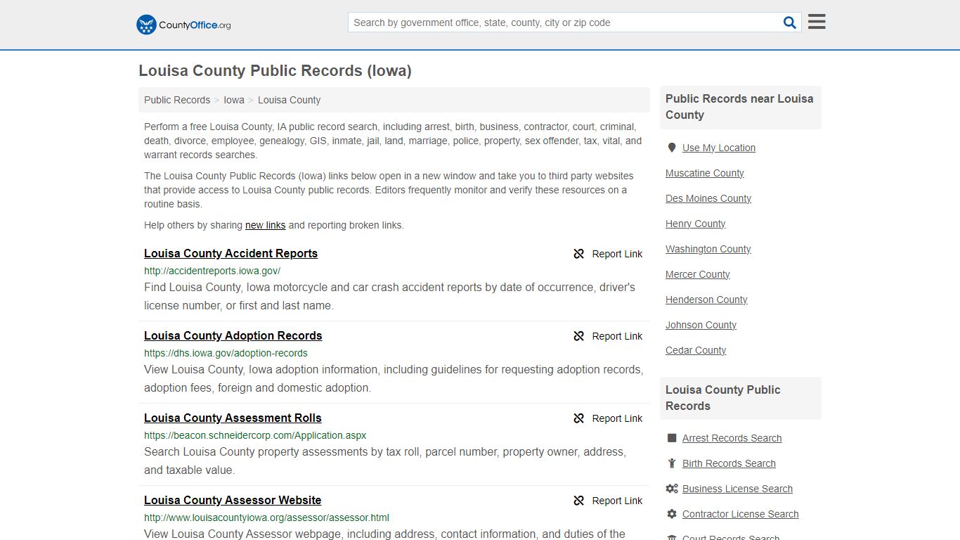 Public Records - Louisa County, IA (Business, Criminal, GIS, Property ...